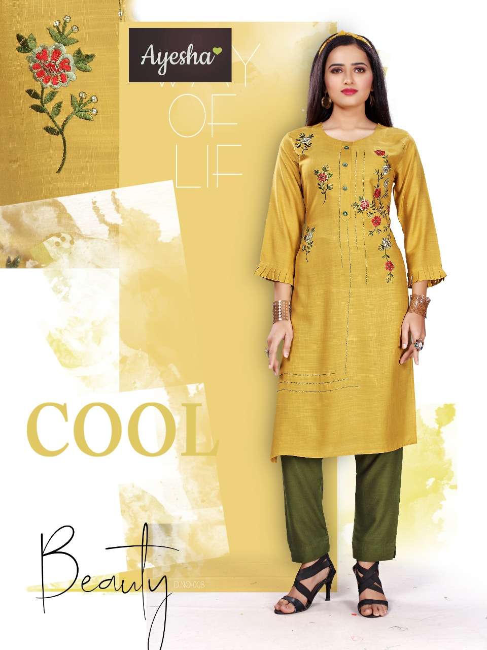 MASHAKALI BY AYESHA 001 TO 008 SERIES STYLISH FANCY BEAUTIFUL COLORFUL CASUAL WEAR & ETHNIC WEAR RAYON SLUB EMBROIDERED KURTIS WITH BOTTOM AT WHOLESALE PRICE