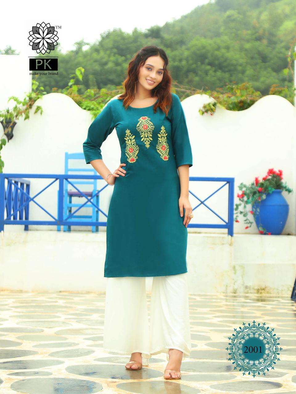 FASHION RAINBOW VOL-2 BY PK 2001 TO 2020 SERIES BEAUTIFUL STYLISH COLORFUL FANCY PARTY WEAR & ETHNIC WEAR & READY TO WEAR HEAVY COTTON EMBROIDERED KURTIS AT WHOLESALE PRICE