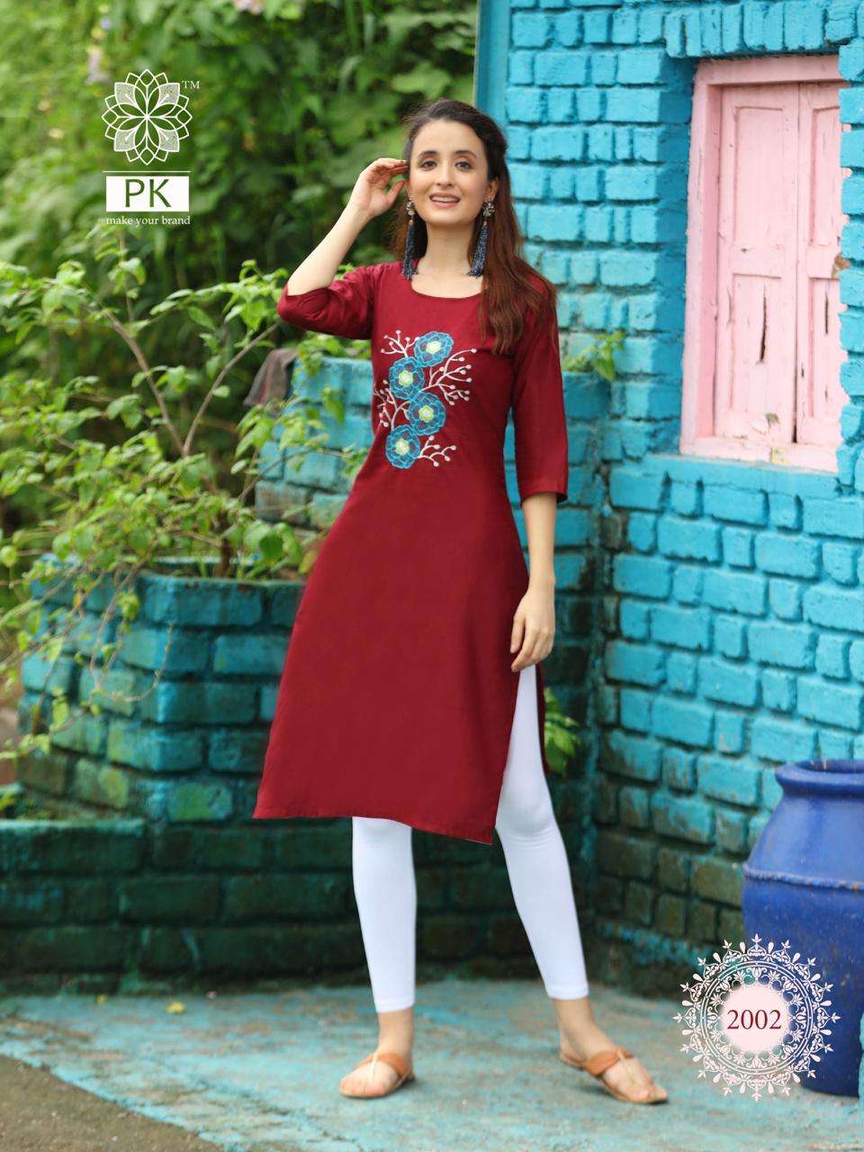 FASHION RAINBOW VOL-2 BY PK 2001 TO 2020 SERIES BEAUTIFUL STYLISH COLORFUL FANCY PARTY WEAR & ETHNIC WEAR & READY TO WEAR HEAVY COTTON EMBROIDERED KURTIS AT WHOLESALE PRICE