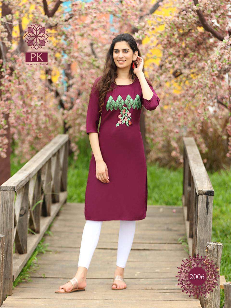 FASHION RAINBOW VOL-2 BY PK 2001 TO 2020 SERIES BEAUTIFUL STYLISH COLORFUL FANCY PARTY WEAR & ETHNIC WEAR & READY TO WEAR HEAVY COTTON EMBROIDERED KURTIS AT WHOLESALE PRICE