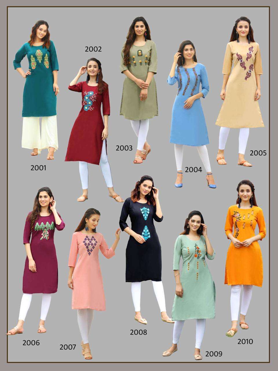 FASHION RAINBOW VOL-2 BY PK 2001 TO 2020 SERIES BEAUTIFUL STYLISH COLORFUL FANCY PARTY WEAR & ETHNIC WEAR & READY TO WEAR HEAVY COTTON EMBROIDERED KURTIS AT WHOLESALE PRICE
