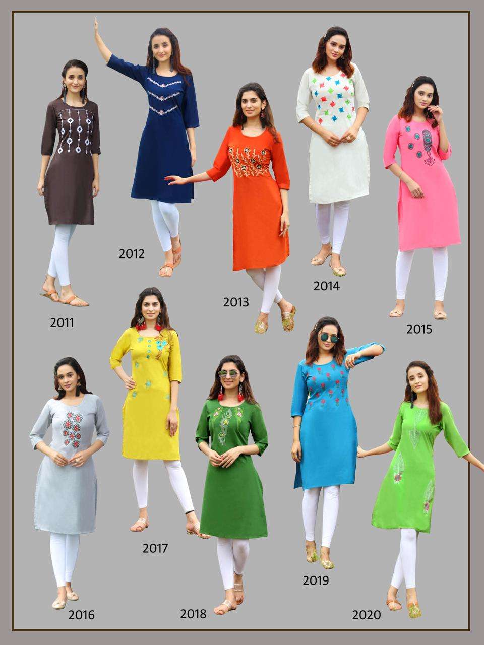 FASHION RAINBOW VOL-2 BY PK 2001 TO 2020 SERIES BEAUTIFUL STYLISH COLORFUL FANCY PARTY WEAR & ETHNIC WEAR & READY TO WEAR HEAVY COTTON EMBROIDERED KURTIS AT WHOLESALE PRICE
