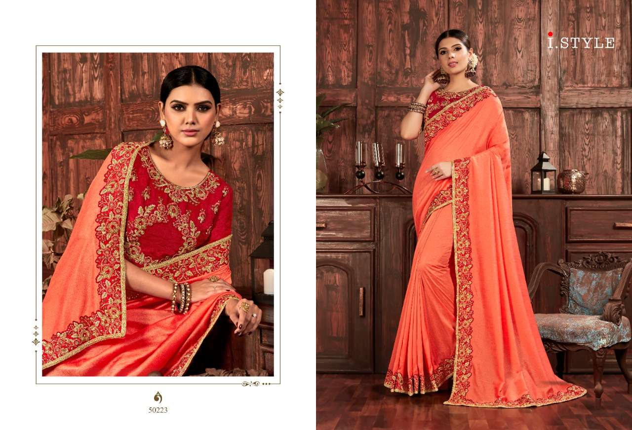 SHEESHMAHAL BY INDIAN WOMEN 50220 TO 50229 SERIES INDIAN TRADITIONAL WEAR COLLECTION BEAUTIFUL STYLISH FANCY COLORFUL PARTY WEAR & OCCASIONAL WEAR TWO TONE SILK EMBROIDERED SAREES AT WHOLESALE PRICE