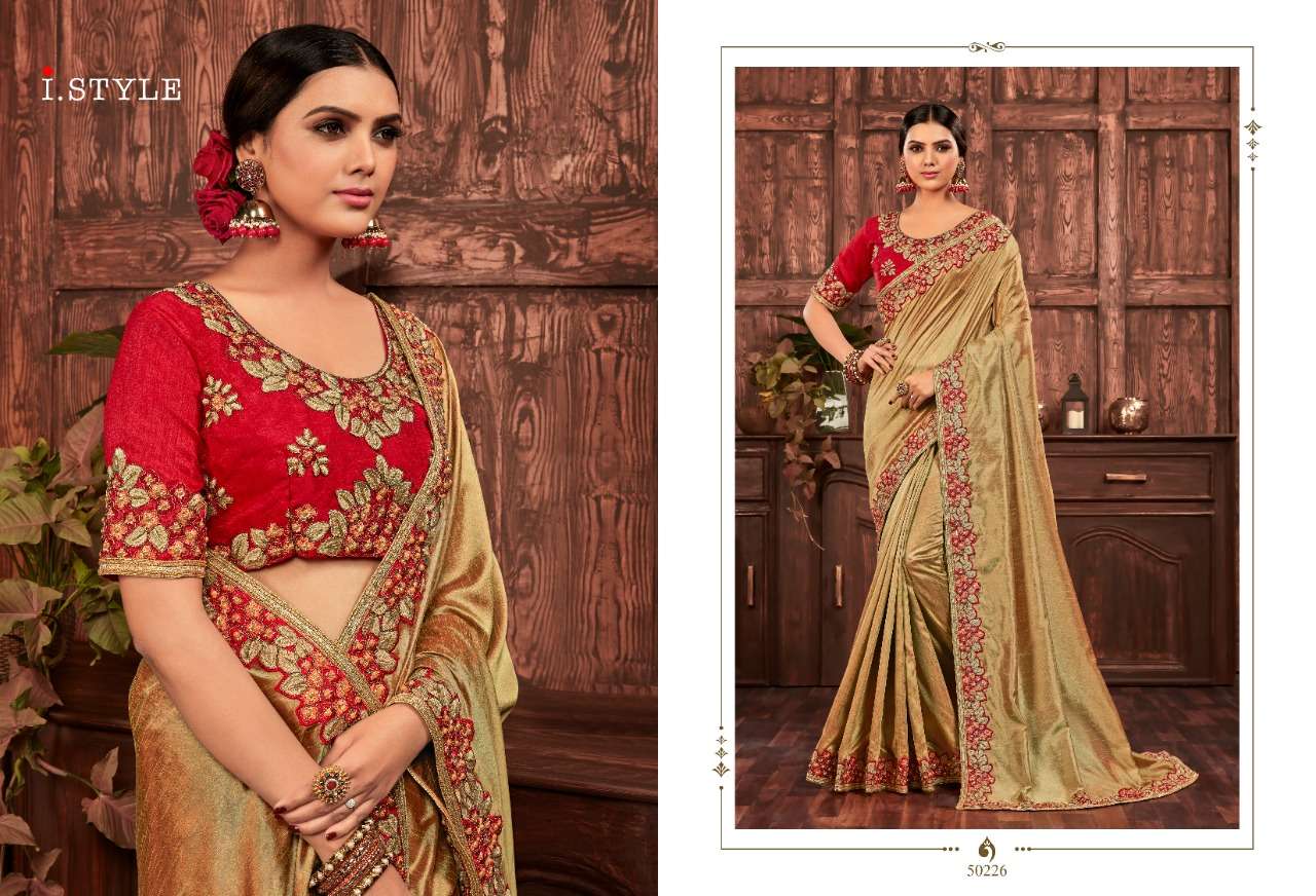 SHEESHMAHAL BY INDIAN WOMEN 50220 TO 50229 SERIES INDIAN TRADITIONAL WEAR COLLECTION BEAUTIFUL STYLISH FANCY COLORFUL PARTY WEAR & OCCASIONAL WEAR TWO TONE SILK EMBROIDERED SAREES AT WHOLESALE PRICE