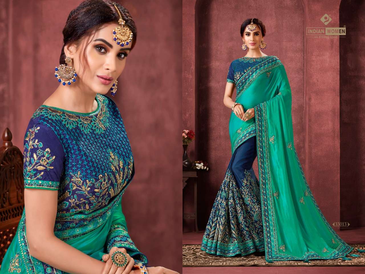 HERITAGE VOL-20 BY INDIAN WOMEN 33012 TO 33021 SERIES INDIAN TRADITIONAL WEAR COLLECTION BEAUTIFUL STYLISH FANCY COLORFUL PARTY WEAR & OCCASIONAL WEAR TWO TONE SILK EMBROIDERED SAREES AT WHOLESALE PRICE
