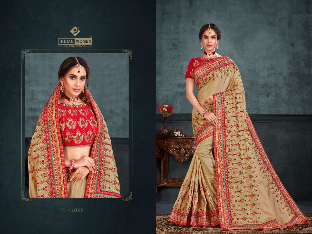 HERITAGE VOL-20 BY INDIAN WOMEN 33012 TO 33021 SERIES INDIAN TRADITIONAL WEAR COLLECTION BEAUTIFUL STYLISH FANCY COLORFUL PARTY WEAR & OCCASIONAL WEAR TWO TONE SILK EMBROIDERED SAREES AT WHOLESALE PRICE