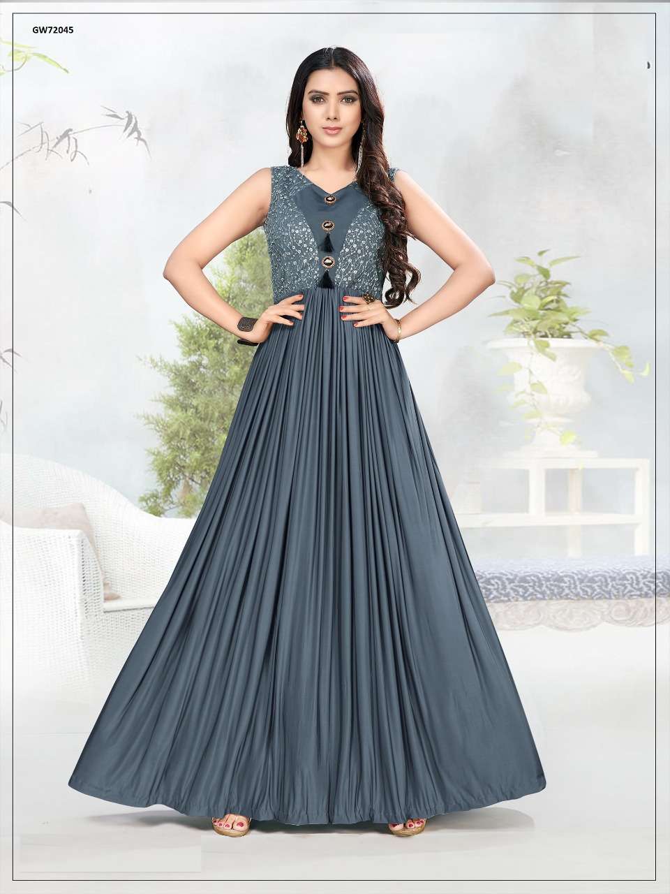 DESIGNER GOWN VOL-2 BY INDIAN WOMEN BEAUTIFUL STYLISH FANCY COLORFUL CASUAL WEAR & ETHNIC WEAR & READY TO WEAR IMPORTED GOWNS AT WHOLESALE PRICE