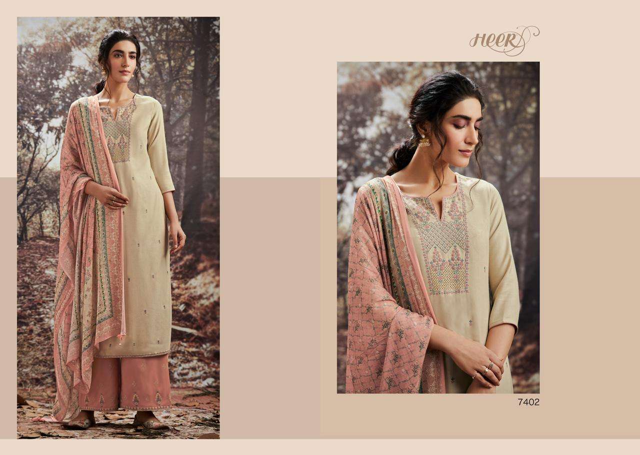 SUKOON BY HEER 7401 TO 7407 SERIES BEAUTIFUL WINTER COLLECTION SUITS STYLISH FANCY COLORFUL CASUAL WEAR & ETHNIC WEAR PASHMINA WOOL EMBROIDERED DRESSES AT WHOLESALE PRICE