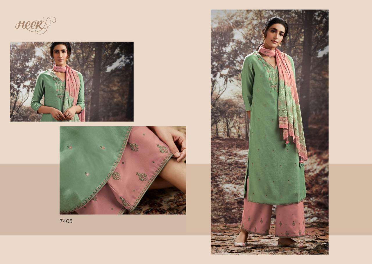 SUKOON BY HEER 7401 TO 7407 SERIES BEAUTIFUL WINTER COLLECTION SUITS STYLISH FANCY COLORFUL CASUAL WEAR & ETHNIC WEAR PASHMINA WOOL EMBROIDERED DRESSES AT WHOLESALE PRICE