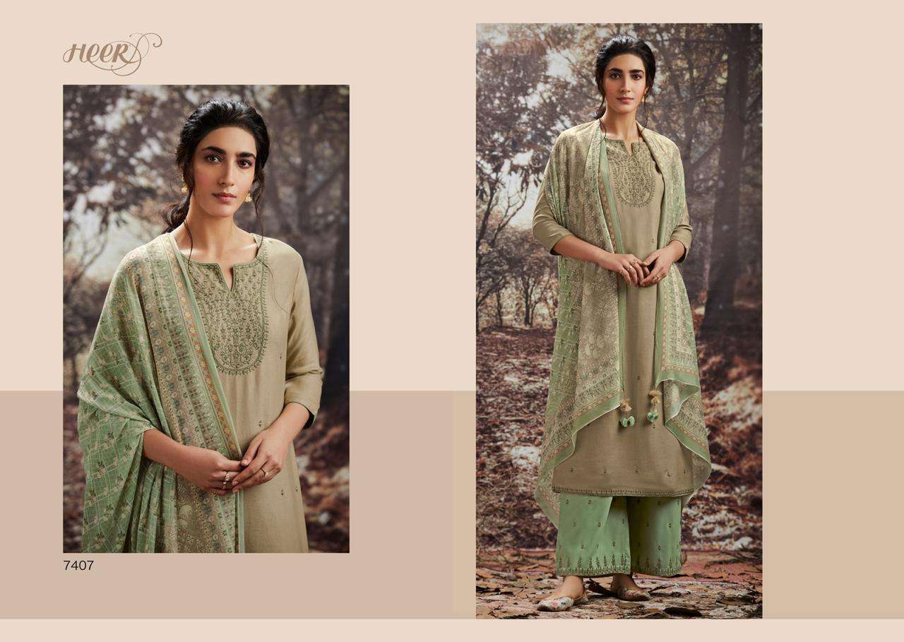 SUKOON BY HEER 7401 TO 7407 SERIES BEAUTIFUL WINTER COLLECTION SUITS STYLISH FANCY COLORFUL CASUAL WEAR & ETHNIC WEAR PASHMINA WOOL EMBROIDERED DRESSES AT WHOLESALE PRICE