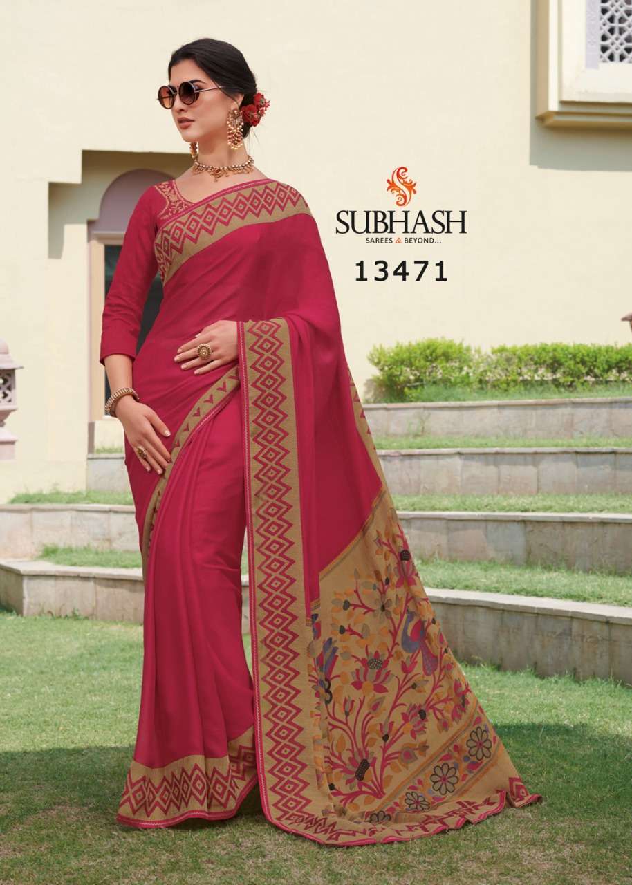 VINTAGE VOL-11 BY SUBHASH SAREES 13471 TO 13494 SERIES INDIAN TRADITIONAL WEAR COLLECTION BEAUTIFUL STYLISH FANCY COLORFUL PARTY WEAR & OCCASIONAL WEAR CHIFFON BRASSO SAREES AT WHOLESALE PRICE