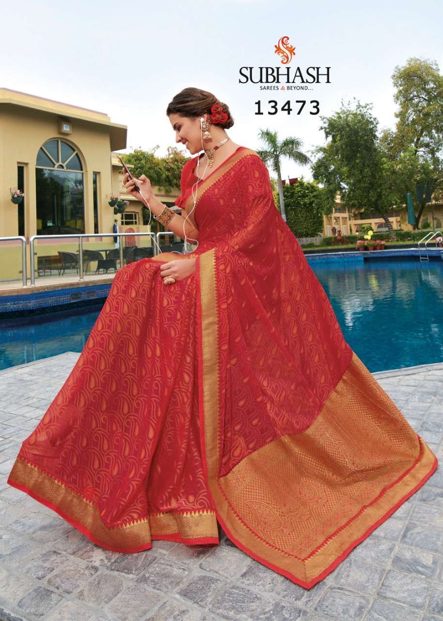 VINTAGE VOL-11 BY SUBHASH SAREES 13471 TO 13494 SERIES INDIAN TRADITIONAL WEAR COLLECTION BEAUTIFUL STYLISH FANCY COLORFUL PARTY WEAR & OCCASIONAL WEAR CHIFFON BRASSO SAREES AT WHOLESALE PRICE
