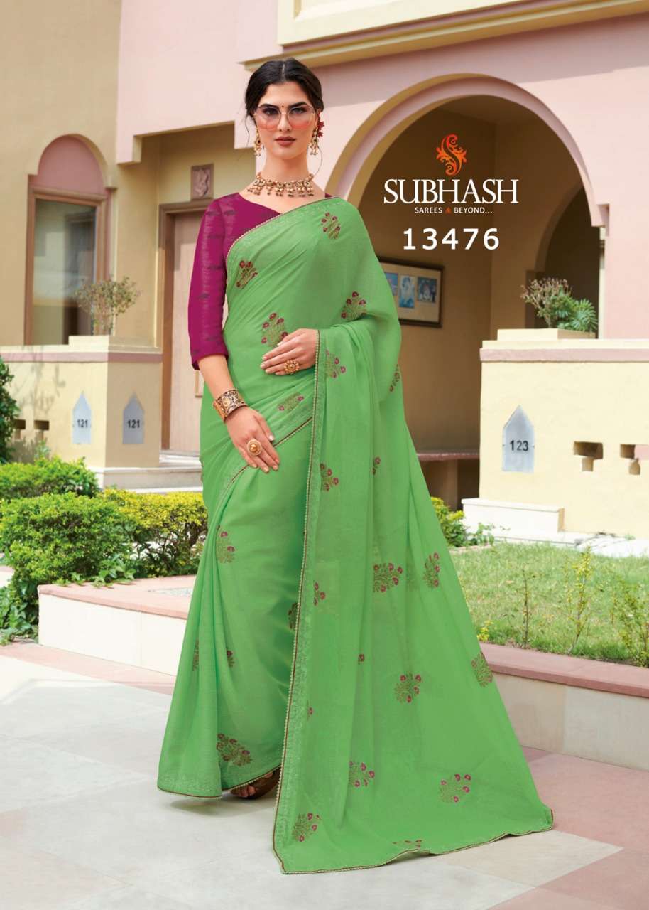 VINTAGE VOL-11 BY SUBHASH SAREES 13471 TO 13494 SERIES INDIAN TRADITIONAL WEAR COLLECTION BEAUTIFUL STYLISH FANCY COLORFUL PARTY WEAR & OCCASIONAL WEAR CHIFFON BRASSO SAREES AT WHOLESALE PRICE