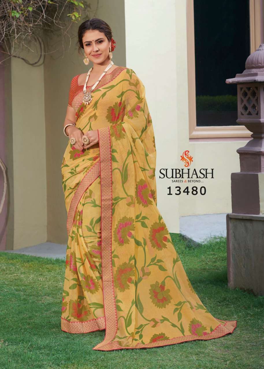 VINTAGE VOL-11 BY SUBHASH SAREES 13471 TO 13494 SERIES INDIAN TRADITIONAL WEAR COLLECTION BEAUTIFUL STYLISH FANCY COLORFUL PARTY WEAR & OCCASIONAL WEAR CHIFFON BRASSO SAREES AT WHOLESALE PRICE