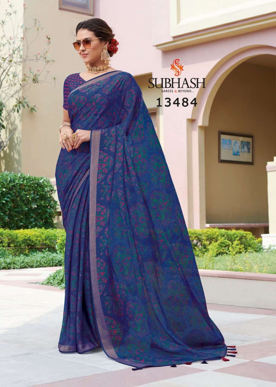 VINTAGE VOL-11 BY SUBHASH SAREES 13471 TO 13494 SERIES INDIAN TRADITIONAL WEAR COLLECTION BEAUTIFUL STYLISH FANCY COLORFUL PARTY WEAR & OCCASIONAL WEAR CHIFFON BRASSO SAREES AT WHOLESALE PRICE