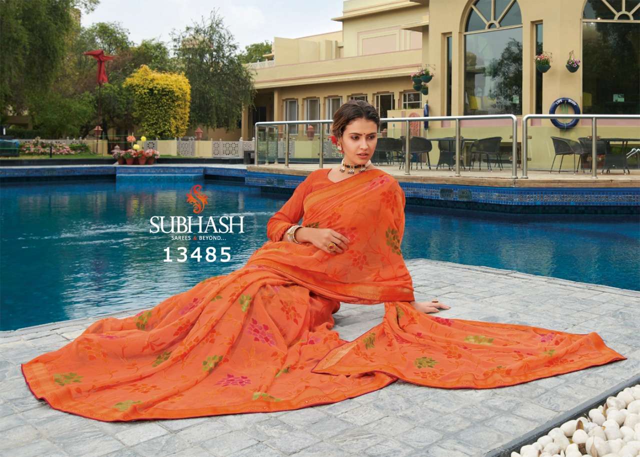 VINTAGE VOL-11 BY SUBHASH SAREES 13471 TO 13494 SERIES INDIAN TRADITIONAL WEAR COLLECTION BEAUTIFUL STYLISH FANCY COLORFUL PARTY WEAR & OCCASIONAL WEAR CHIFFON BRASSO SAREES AT WHOLESALE PRICE