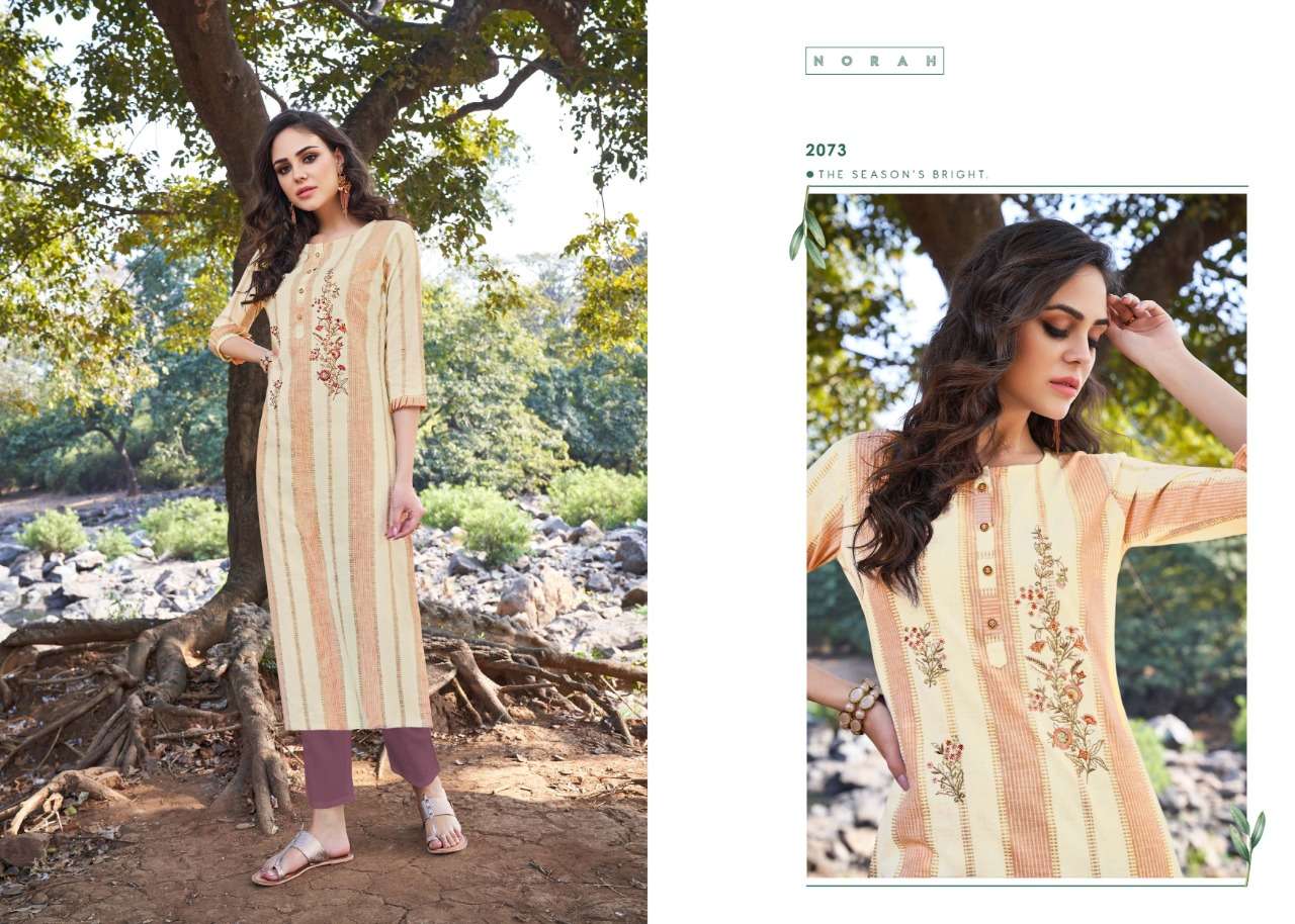 NATURE BY NATURE 2072 TO 2076 SERIES STYLISH FANCY BEAUTIFUL COLORFUL CASUAL WEAR & ETHNIC WEAR COTTON WEAVING EMBROIDERED KURTIS AT WHOLESALE PRICE