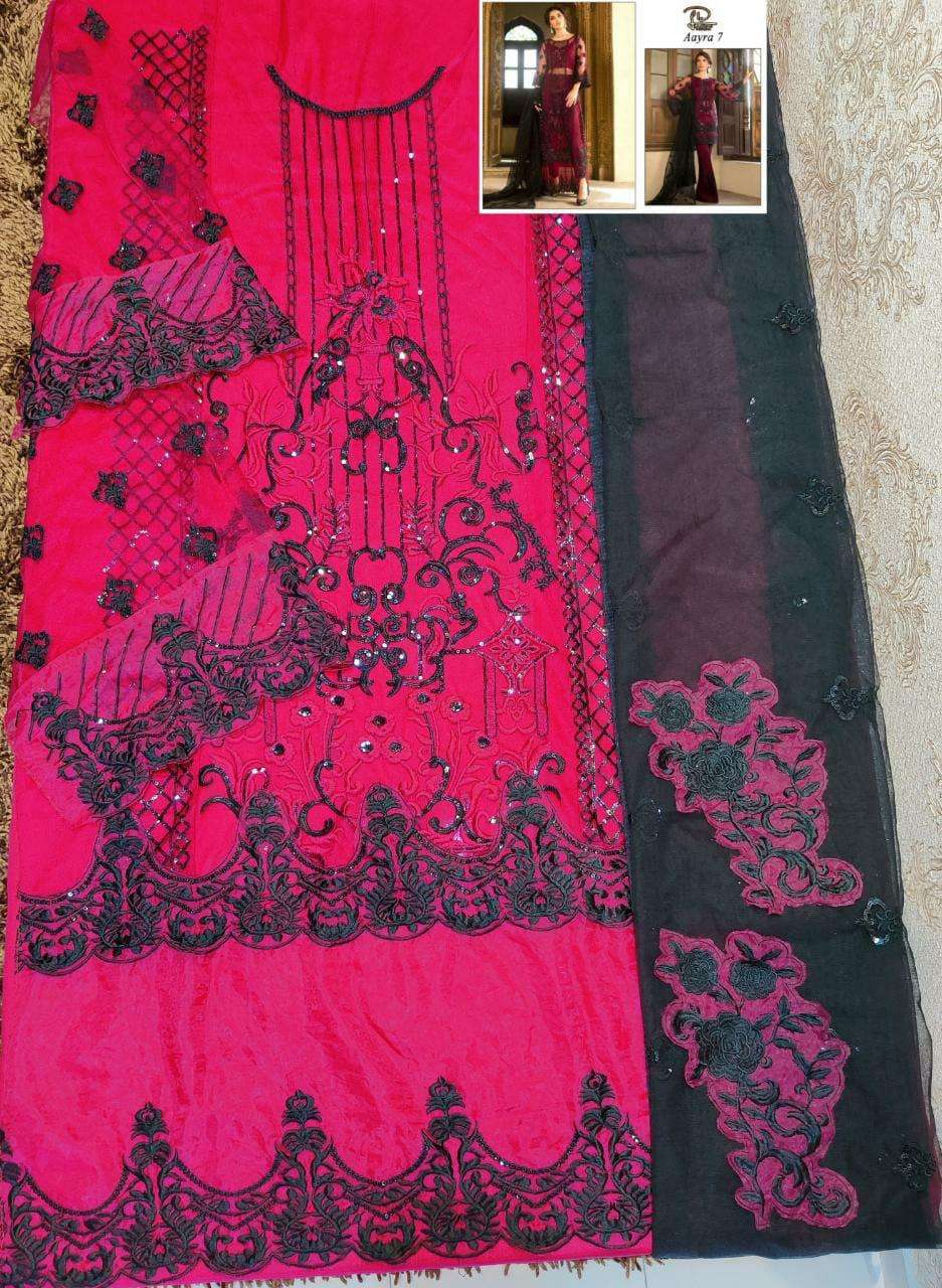 AAYRA 07 BY LAAIBAH DESIGNER BEAUTIFUL STYLISH PAKISATNI SUITS FANCY COLORFUL CASUAL WEAR & ETHNIC WEAR & READY TO WEAR HEAVY BUTTERFLY NET WITH EMBROIDERY DRESSES AT WHOLESALE PRICE