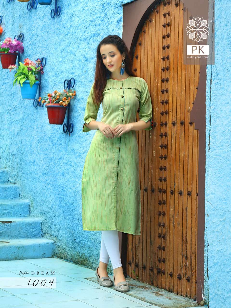 FASHION DREAM VOL-1 BY PK 1001 TO 1010 SERIES BEAUTIFUL STYLISH COLORFUL FANCY PARTY WEAR & ETHNIC WEAR & READY TO WEAR RAYON AND COTTON MANUAL WORKED KURTIS AT WHOLESALE PRICE