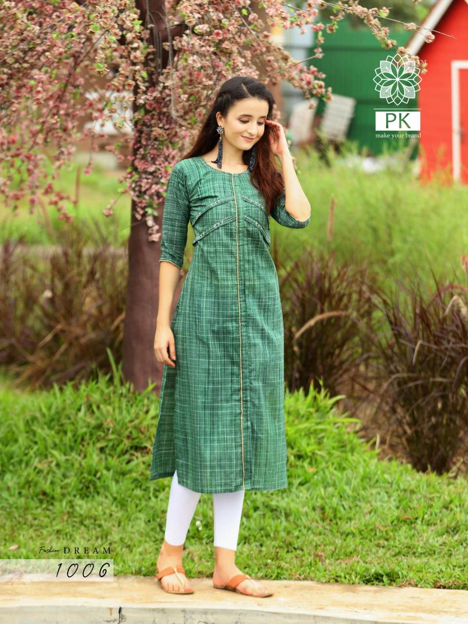 FASHION DREAM VOL-1 BY PK 1001 TO 1010 SERIES BEAUTIFUL STYLISH COLORFUL FANCY PARTY WEAR & ETHNIC WEAR & READY TO WEAR RAYON AND COTTON MANUAL WORKED KURTIS AT WHOLESALE PRICE