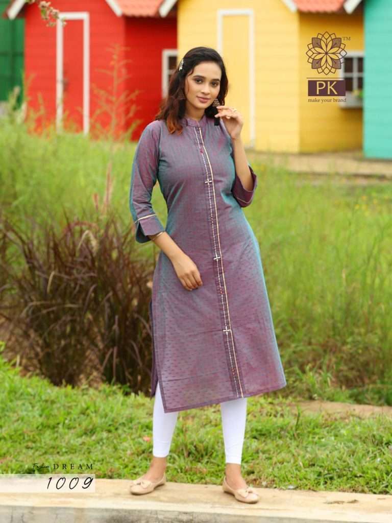 FASHION DREAM VOL-1 BY PK 1001 TO 1010 SERIES BEAUTIFUL STYLISH COLORFUL FANCY PARTY WEAR & ETHNIC WEAR & READY TO WEAR RAYON AND COTTON MANUAL WORKED KURTIS AT WHOLESALE PRICE