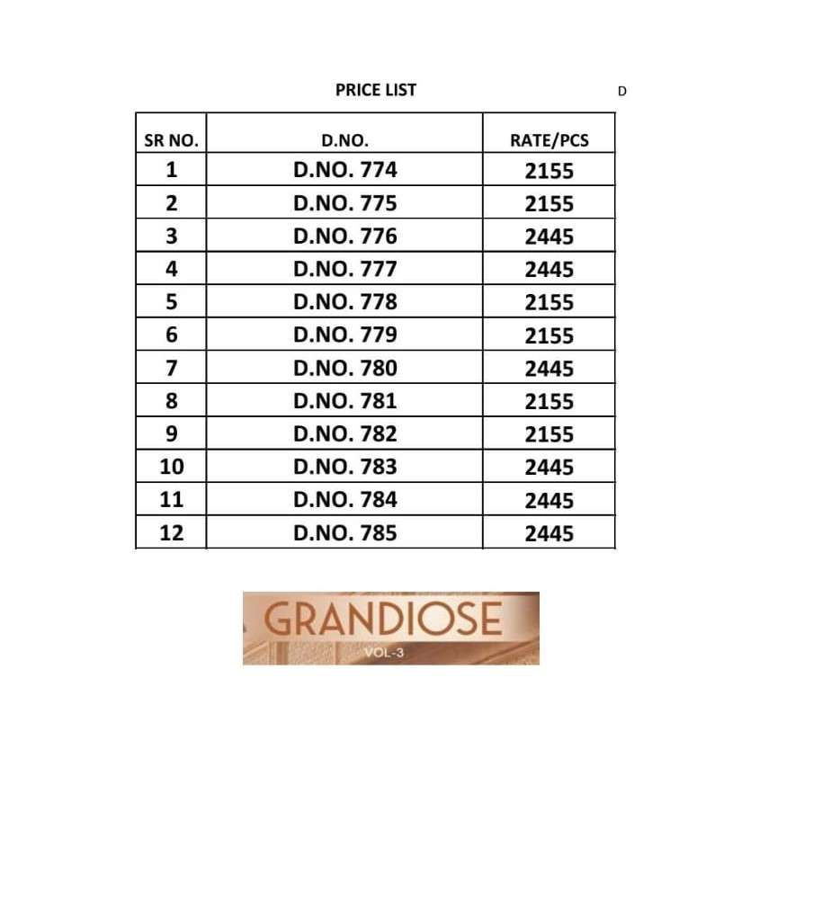 GRANDIOSE VOL-3 BY VISHAL PRINTS 774 TO 785 SERIES INDIAN TRADITIONAL WEAR COLLECTION BEAUTIFUL STYLISH FANCY COLORFUL PARTY WEAR & OCCASIONAL WEAR FANCY SAREES AT WHOLESALE PRICE