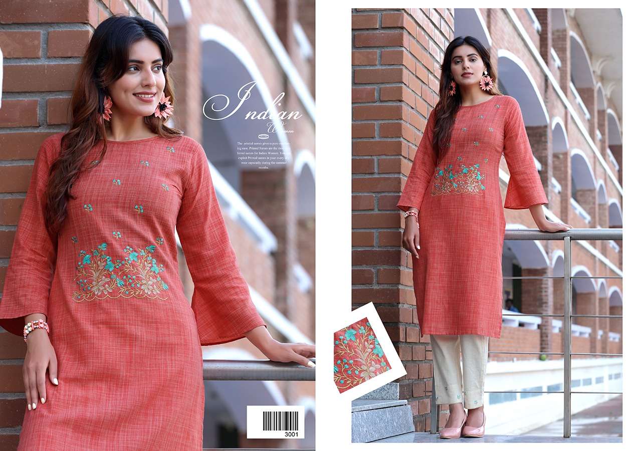 RADHE VOL-3 BY ARION 3001 TO 3006 SERIES STYLISH FANCY BEAUTIFUL COLORFUL CASUAL WEAR & ETHNIC WEAR TWO TONE COTTON KURTIS WITH BOTTOM AT WHOLESALE PRICE