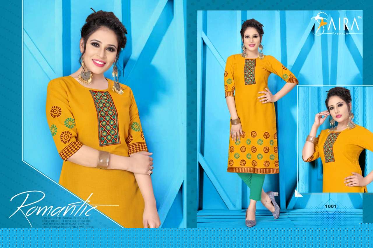 SUNHERI BY SAIRA FASHION 1001 TO 1006 SERIES BEAUTIFUL STYLISH COLORFUL FANCY PARTY WEAR & ETHNIC WEAR & READY TO WEAR HEAVY RAYON SLUB COTTON KURTIS AT WHOLESALE PRICE