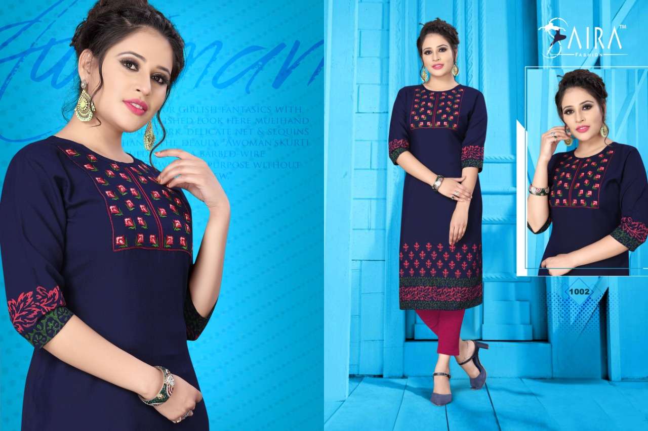 SUNHERI BY SAIRA FASHION 1001 TO 1006 SERIES BEAUTIFUL STYLISH COLORFUL FANCY PARTY WEAR & ETHNIC WEAR & READY TO WEAR HEAVY RAYON SLUB COTTON KURTIS AT WHOLESALE PRICE