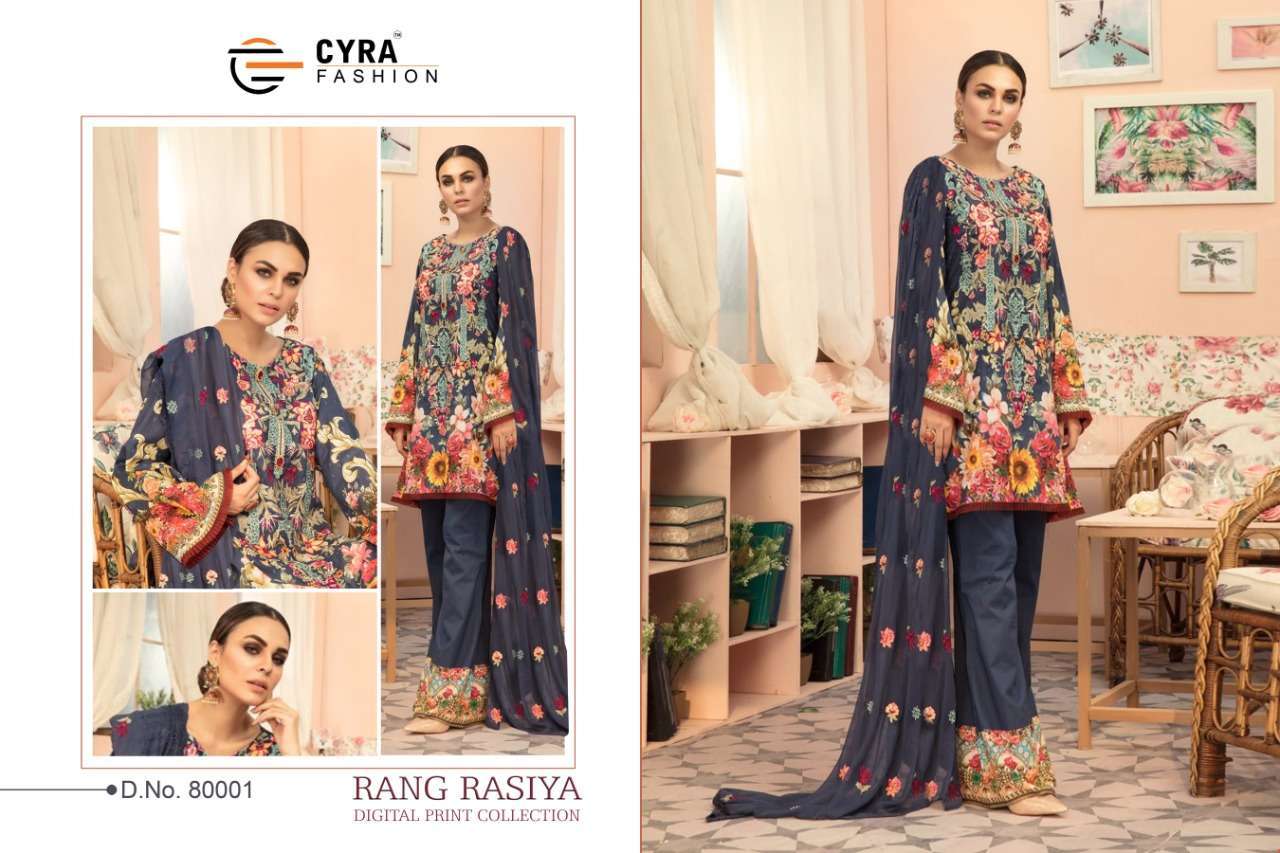 RANG RASIYA BY CYRA FASHION 80001 TO 80002 BEAUTIFUL COLORFUL STYLISH FANCY CASUAL WEAR & ETHNIC WEAR & READY TO WEAR JAM COTTON WITH PATCH EMBROIDERY DRESSES AT WHOLESALE PRICE