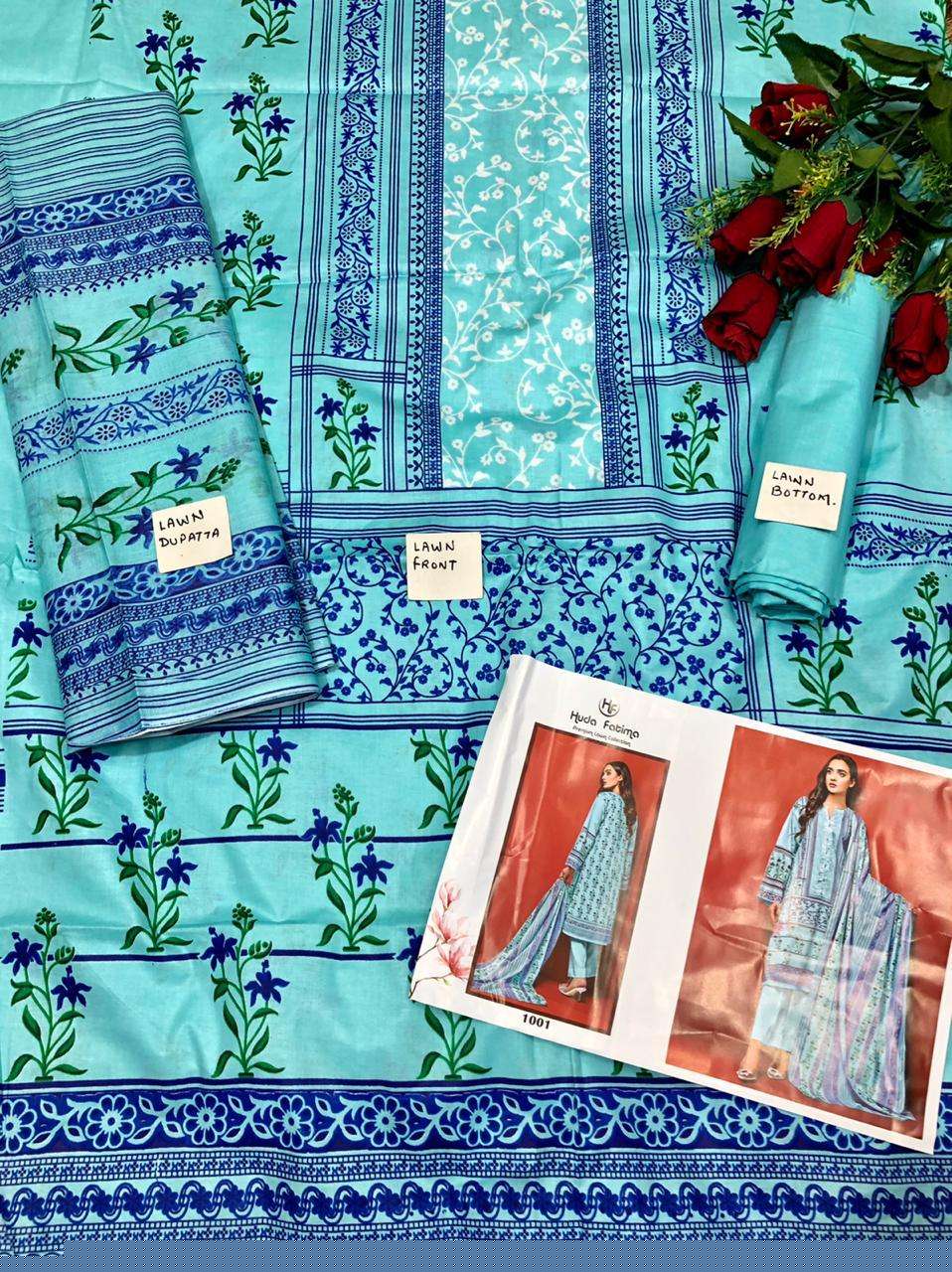 HUDA FATIMA PREMIUM LAWN COLLECTION BY HUDA FATIMA 01 TO 10 SERIES BEAUTIFUL COLORFUL STYLISH FANCY CASUAL WEAR & ETHNIC WEAR & READY TO WEAR PURE CAMBRIC PRINTED DRESSES AT WHOLESALE PRICE