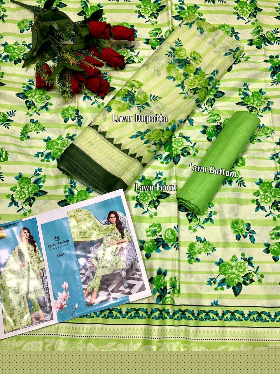 HUDA FATIMA PREMIUM LAWN COLLECTION BY HUDA FATIMA 01 TO 10 SERIES BEAUTIFUL COLORFUL STYLISH FANCY CASUAL WEAR & ETHNIC WEAR & READY TO WEAR PURE CAMBRIC PRINTED DRESSES AT WHOLESALE PRICE