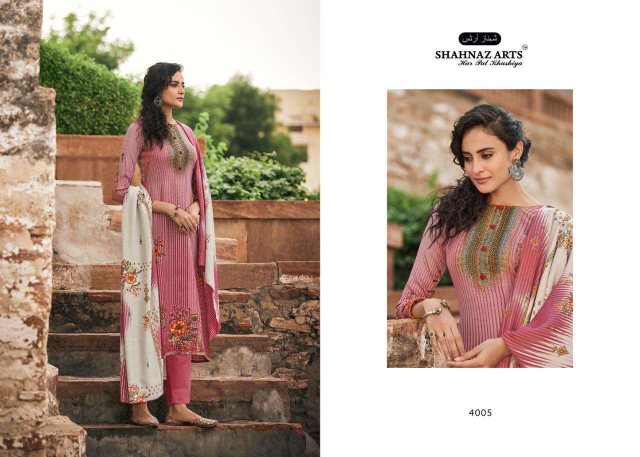 GULSHAN VOL-5 BY SHAHNAZ ARTS 4001 TO 4008 SERIES BEAUTIFUL STYLISH FANCY COLORFUL CASUAL WEAR & ETHNIC WEAR HEAVY PASHMINA PRINT WITH WORK DRESSES AT WHOLESALE PRICE