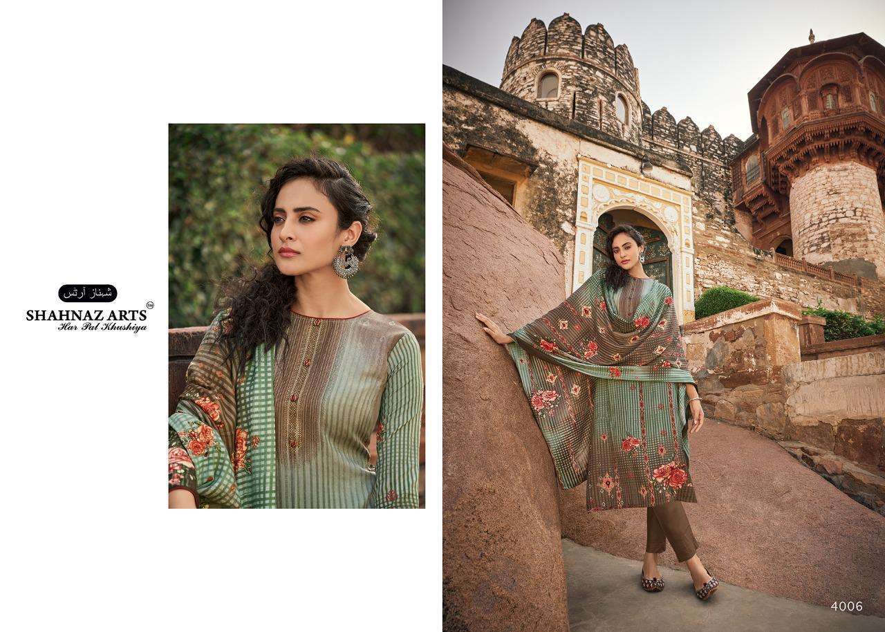 GULSHAN VOL-5 BY SHAHNAZ ARTS 4001 TO 4008 SERIES BEAUTIFUL STYLISH FANCY COLORFUL CASUAL WEAR & ETHNIC WEAR HEAVY PASHMINA PRINT WITH WORK DRESSES AT WHOLESALE PRICE