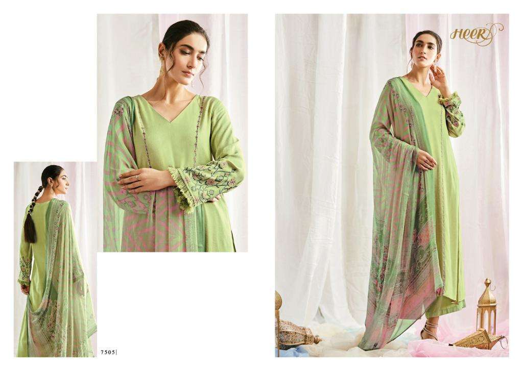 KASHNI BY HEER 7501 TO 7507 SERIES BEAUTIFUL STYLISH FANCY COLORFUL CASUAL WEAR & ETHNIC WEAR SPUN WOOL WITH EMBROIDERY DRESSES AT WHOLESALE PRICE