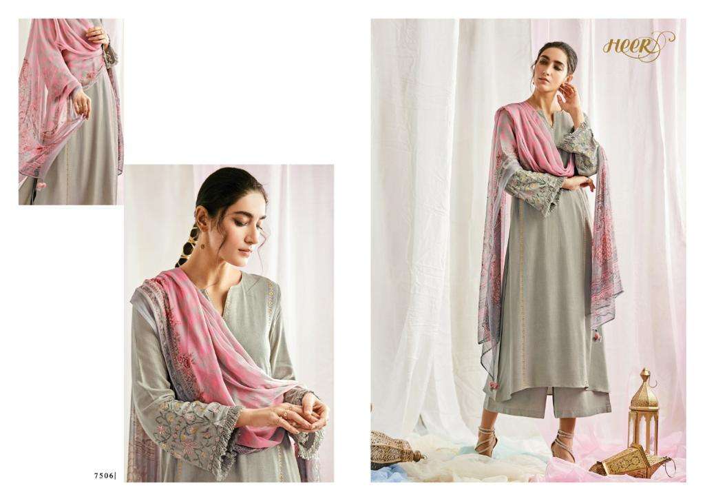 KASHNI BY HEER 7501 TO 7507 SERIES BEAUTIFUL STYLISH FANCY COLORFUL CASUAL WEAR & ETHNIC WEAR SPUN WOOL WITH EMBROIDERY DRESSES AT WHOLESALE PRICE