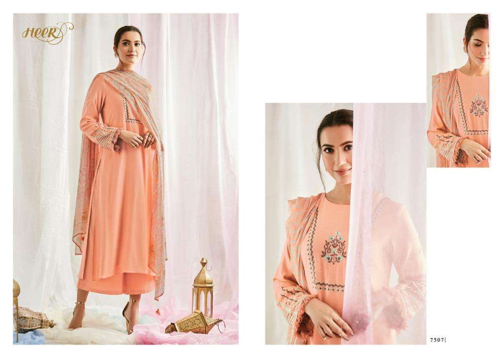 KASHNI BY HEER 7501 TO 7507 SERIES BEAUTIFUL STYLISH FANCY COLORFUL CASUAL WEAR & ETHNIC WEAR SPUN WOOL WITH EMBROIDERY DRESSES AT WHOLESALE PRICE