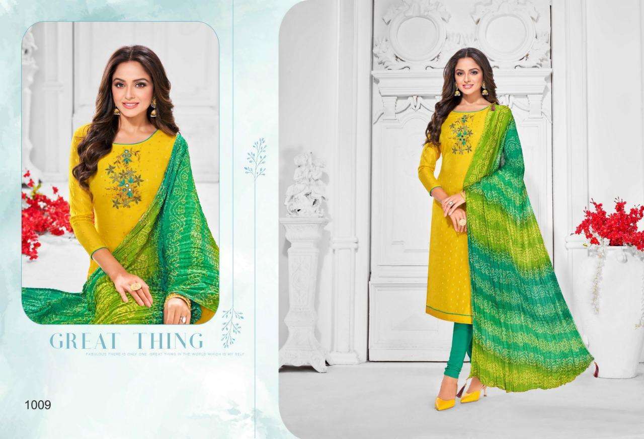 BHANDEJ CRUSH BY SHAGUN LIFESTYLE 1001 TO 1012 SERIES BEAUTIFUL STYLISH FANCY COLORFUL CASUAL WEAR & ETHNIC WEAR MODAL BUTTI WITH HANDWORK DRESSES AT WHOLESALE PRICE