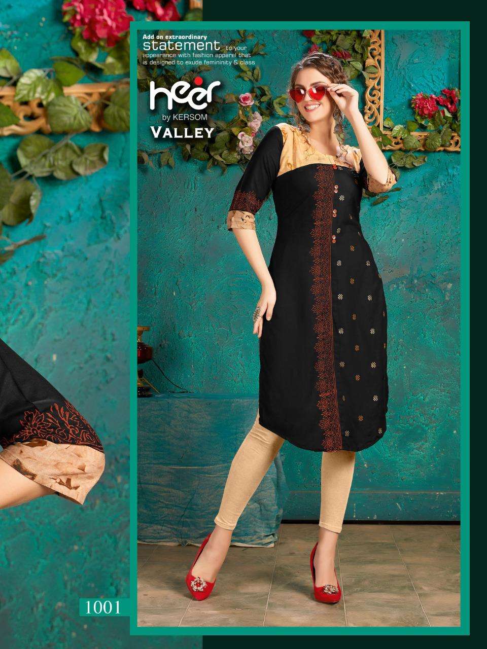 VALLEY BY HEER 1001 TO 1008 SERIES STYLISH FANCY BEAUTIFUL COLORFUL CASUAL WEAR & ETHNIC WEAR HEAVY RAYON BLOCK PRINT KURTIS AT WHOLESALE PRICE