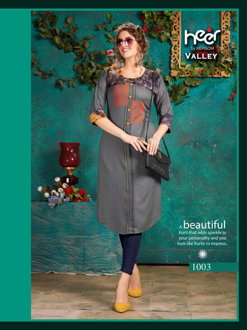 VALLEY BY HEER 1001 TO 1008 SERIES STYLISH FANCY BEAUTIFUL COLORFUL CASUAL WEAR & ETHNIC WEAR HEAVY RAYON BLOCK PRINT KURTIS AT WHOLESALE PRICE
