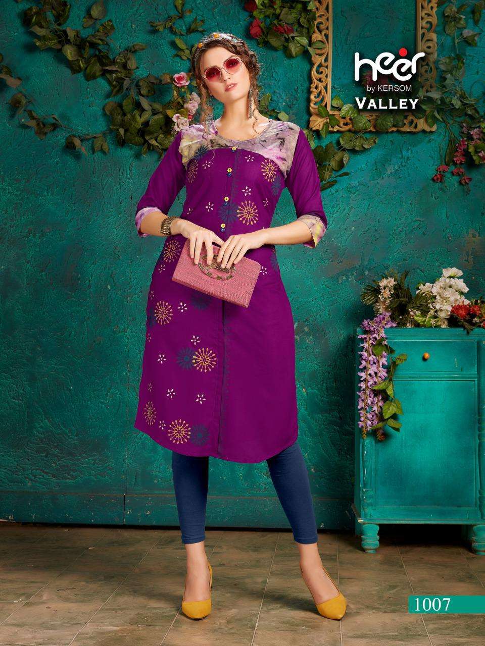 VALLEY BY HEER 1001 TO 1008 SERIES STYLISH FANCY BEAUTIFUL COLORFUL CASUAL WEAR & ETHNIC WEAR HEAVY RAYON BLOCK PRINT KURTIS AT WHOLESALE PRICE
