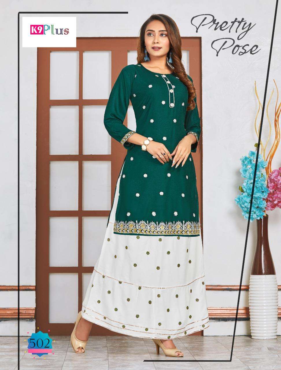 SILVER BY K9 PLUS 501 TO 508 SERIES STYLISH FANCY BEAUTIFUL COLORFUL CASUAL WEAR & ETHNIC WEAR HEAVY RAYON EMBROIDERED KURTIS AT WHOLESALE PRICE