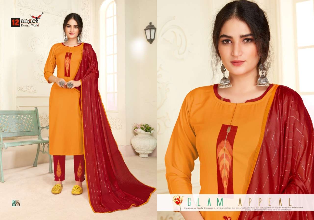 ISHITA VOL-2 BY 12 ANGEL 1001 TO 1006 SERIES BEAUTIFUL SUITS STYLISH FANCY COLORFUL PARTY WEAR & OCCASIONAL WEAR RAYON SLUB PRINTED DRESSES AT WHOLESALE PRICE