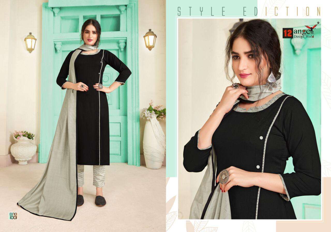 ISHITA VOL-2 BY 12 ANGEL 1001 TO 1006 SERIES BEAUTIFUL SUITS STYLISH FANCY COLORFUL PARTY WEAR & OCCASIONAL WEAR RAYON SLUB PRINTED DRESSES AT WHOLESALE PRICE