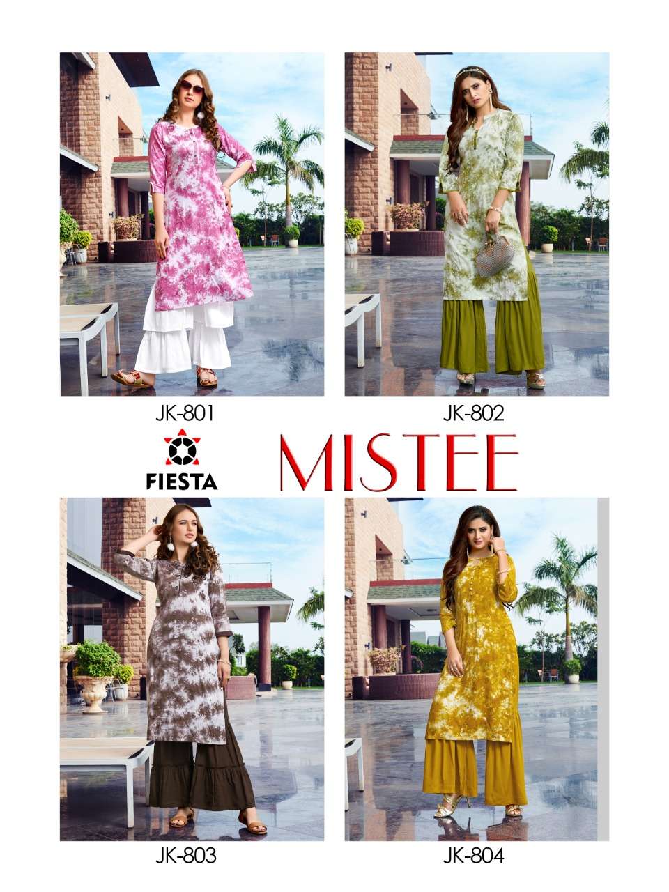 MISTEE BY FIESTA 801 TO 804 SERIES BEAUTIFUL STYLISH FANCY COLORFUL CASUAL WEAR & ETHNIC WEAR & READY TO WEAR PREMIUM RAYON PRINTED KURTIS AT WHOLESALE PRICE