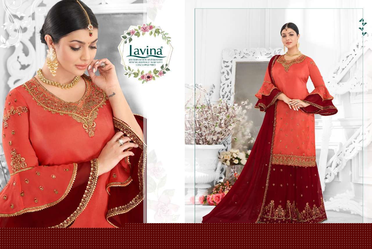 LAVINA VOL-105 BY LAVINA 10501 TO 10506 SERIES BEAUTIFUL SUITS STYLISH FANCY COLORFUL PARTY WEAR & OCCASIONAL WEAR SATIN GEORGETTE WITH EMBROIDERY DRESSES AT WHOLESALE PRICE
