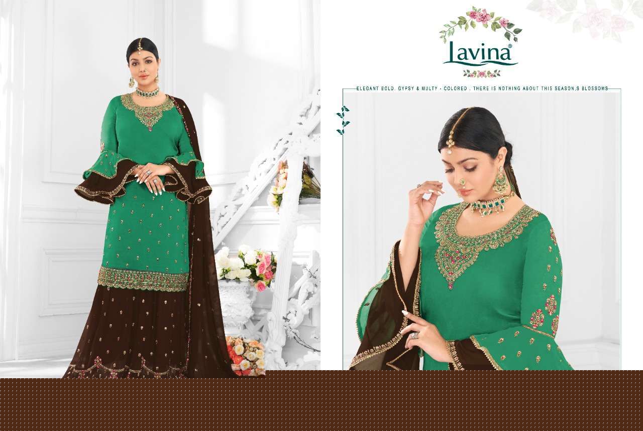 LAVINA VOL-105 BY LAVINA 10501 TO 10506 SERIES BEAUTIFUL SUITS STYLISH FANCY COLORFUL PARTY WEAR & OCCASIONAL WEAR SATIN GEORGETTE WITH EMBROIDERY DRESSES AT WHOLESALE PRICE