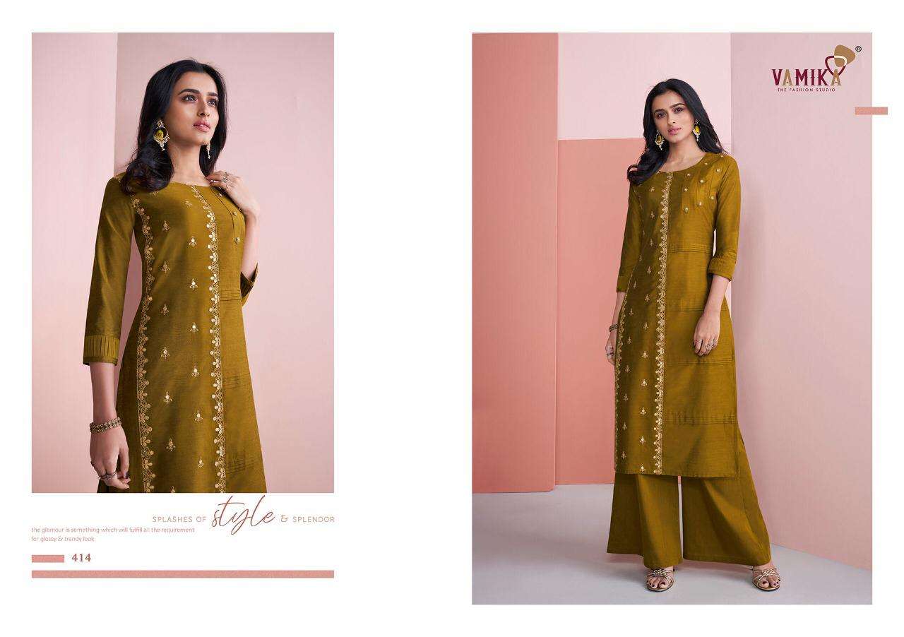 NAZZ VOL-2 BY VAMIKA 409 TO 416 SERIES BEAUTIFUL STYLISH FANCY COLORFUL CASUAL WEAR & ETHNIC WEAR & READY TO WEAR PURE VISCOSE SILK KURTIS AT WHOLESALE PRICE
