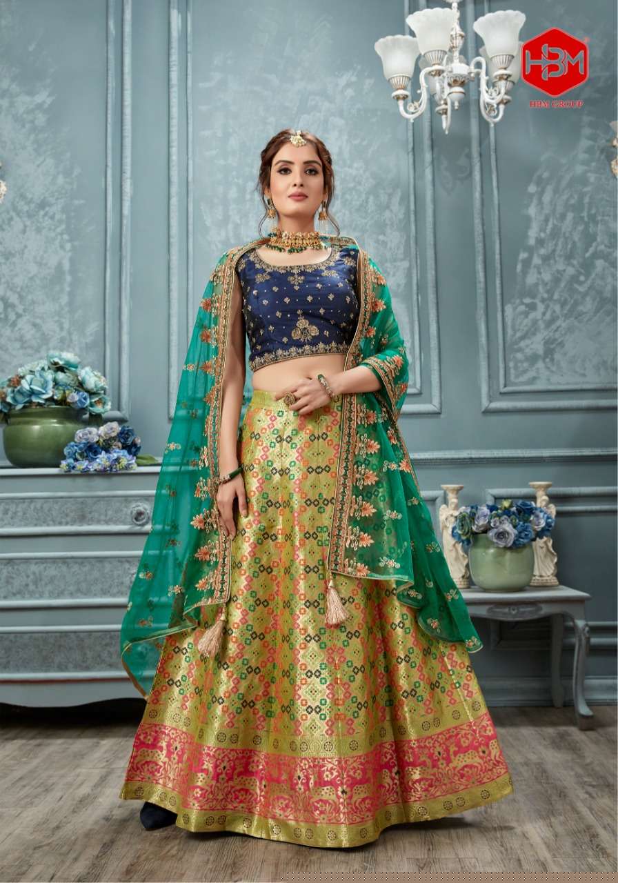 RANGEEN BY HBM 1001 TO 1006 SERIES BRIDAL WEAR COLLECTION BEAUTIFUL STYLISH COLORFUL FANCY PARTY WEAR & OCCASIONAL WEAR BANARASI LEHENGAS AT WHOLESALE PRICE