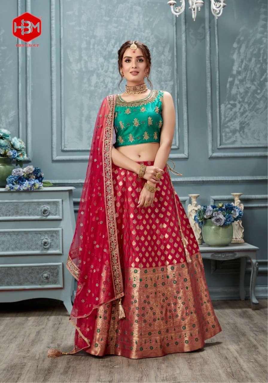 RANGEEN BY HBM 1001 TO 1006 SERIES BRIDAL WEAR COLLECTION BEAUTIFUL STYLISH COLORFUL FANCY PARTY WEAR & OCCASIONAL WEAR BANARASI LEHENGAS AT WHOLESALE PRICE